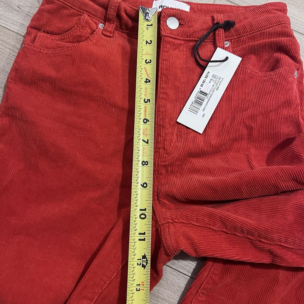 NEW Rolla's Women's East Coast Corduroy Stretch Flare Jeans Pomegranate Size 27 - Picture 6 of 12